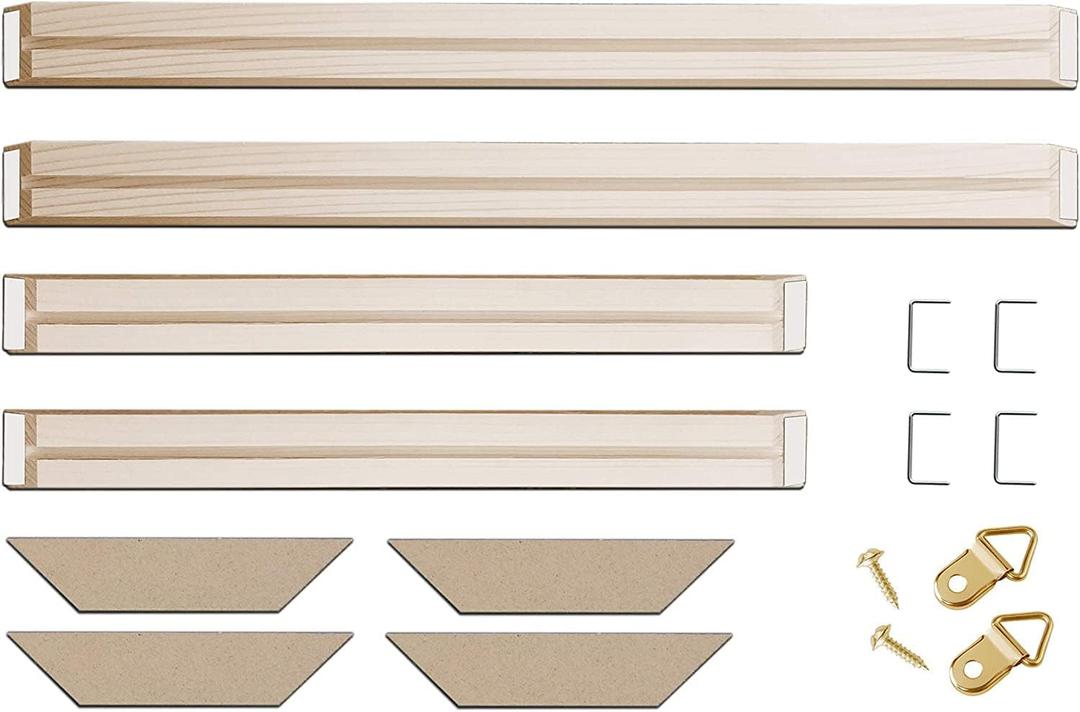 DIY Solid Wood Canvas Frame Kit with Stretch Bar - Customized Wooden Art Frames for Paintings - Easy-to-Build Canvas Stretching System - Wall Art & Oil Painting Accessories (16" x 20")