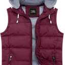 ZSHOW Women's Outerwear Vest Hooded Puffer Vest Padded Winter Vest Jacket (Wine Red) Large
