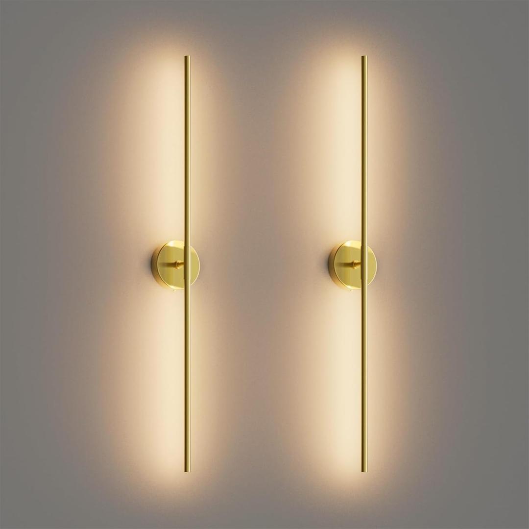 40Inch Gold Wall Sconces Set of Two,360 Rotate Modern Linear Wall Light 30W Hardwired Gold Vanity Light 3000K for Bathroom, Living Room(2 Pack)
