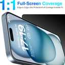 EZ-GLAZ 4-Pack for iPhone 15 Plus Screen Protector [6.7"] with Flawless Fit Kit + 2-Pack Camera Lens Protector, 15-Second Bubble-Free Installation, 9H Hardness, 12FT Military Grade Shatterproof, Scratch Resistant, Tempered Glass, HD Clear