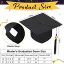 Mepase Master Graduation Cap Gown and Hood 2026 Cotton Matte Black Unisex Master Degree Graduation Regalia with Cap Gown Hood (Black)