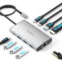 RSHTECH 9-in-1 USB C Hub Multiport Adapter with 4K HDMI, 10Gbps USB-3.2 Ports(2C + 1A), 3 USB-3.0 5Gbps Data Ports, 100W PD, Gigabit Ethernet, Aluminum USB-C Dongle for MacBook, Laptops and More