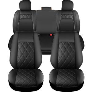 for Tacoma Seat Covers Custom Fit for 2016-2023 Crew Double Access Cab/Extended Cab Toyota Tacoma with Water Proof Faux Leather - Center Console Armrest Covers - Fully Covered (Black)