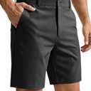 CANGHPGIN Mens Stretch Golf Shorts 7" Flat Front Quick Dry Chino Dress Shorts for Men Casual Work Shorts with Pockets, Black XL (36)