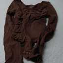 FeelinGirl Women's Long Sleeve Shapewear Bodysuit for Tummy Control Seamless Body Suits Thong V Neck Going Out Tops (Large, Chocolate)