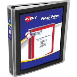 Avery Flexi-View 3 Ring Binder, 1.5 Inch Round Rings, 1 Black Binder (17637)