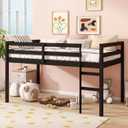 Bellemave Twin Size Low Loft Bed,Kids Loft Bed with Ladder,Solid Wood Low Loft Bed Twin Size for Girls Boys,Espresso