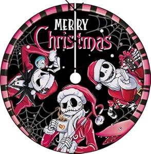 Fzbali Jack Merry Christmas Tree Skirt, 48 Inches Lace-up Snake Black Xmas Tree Skirt, Funny Winter Holiday Party Indoor Decoration Home Decor