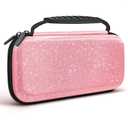 homicozy Glitter Carrying Case for Nintendo Switch & Switch OLED Console, Pink Hard Travel Case Shell Pouch for Nintendo Switch Console & Accessories