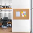 Board2by Cork Board Bulletin Board 24 x 36, Wood Framed Corkboards for Wall Decor, Hanging Office Message Board, Large Wall Mounted Notice Pin Board with 15 Push Pins for School, Home & Office