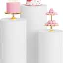 Wokceer Spandex Cylinder Stand Covers for Party 3Pcs Cylinder Pedestal Covers Plinth Pillar Cover for Birthday Party Wedding Props Decor White (Only Cover)