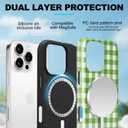 Magnetic for iPhone 13 Pro Max Cute Checkered Stripes Phone Case, Green