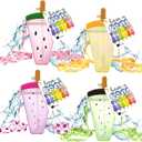 4 Set End of School Year Gifts for Students Ice Cream Water Bottles with Summer Cards Back School Gift for Student Drinking Purse Ice Bar Transparent Jug Cup for Camping Sports Shopping