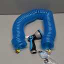 Recoiled Garden Water Hose 3/8"ID x 50ft Premium Water Nozzle Sprayer 10 Adjustable Patterns With 3/4"Inch Brass Fittings Retractable, Non-Kinking Outdoor Patio Hose Marine & Boat, Blue(50')