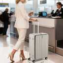 Hanke 26 Inch Large Luggage Suitcase Top Opening Aluminum Frame Travel Luggage Hard Shell Suitcases with Wheels for Woman Men.(Ivory white)