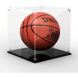 Basketball Display Case, Clear Acrylic Basketball Holder Stand Box - UV Protected Display Case for Basketball Autographed Ball, Car Models, Dolls, Memorabilia - 10.8" Full Size