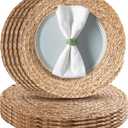 Aofmee 12 inch Round Woven Placemats Set of 10, Boho Rattan Place Mats, Natural Water Hyacinth Table Placemats, Farmhouse Weave Table Mats, Rustic Braided Wicker Charger Plates for Dining Table Decor