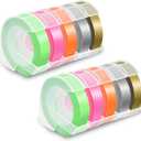 Pristar Compatible for DYMO Embossing 3D Plastic Label Tapes 9mm, Work with DYMO Junior Home Embossing Label Maker, Organizer Xpress Pro, Neon Pink/Orange/Green/Gold/Silver, 3/8" x 9.8', 10-Pack