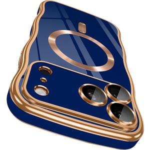 GVIEWIN for iPhone 17 Pro Case [Compatible with MagSafe][Upgraded Full Camera Protection][Cute Wave Frame] Glossy Slim Shockproof Protective Magnetic Phone Case for iPhone 17 Pro 6.3", Blue