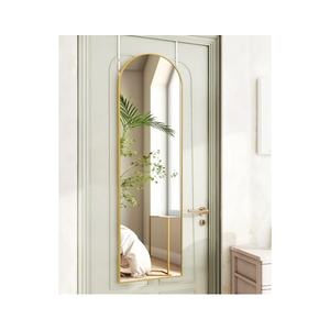 Full Length Mirror 48x14 Inches - Over The Door Hanging Mirror for Bedroom, Living Room, Closet - Arch Floor Mirror, Door Mirror with Gold Frame - No Drill Easy Install