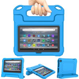  Fire 7 Tablet Case for Kids(12th Generation, 2022 Release), Lainergie Lightweight Shockproof Kids Friendly Fire 7 Kids Tablet Cover with Handle Stand Incompatible iPad Samsung Lenove, Blue