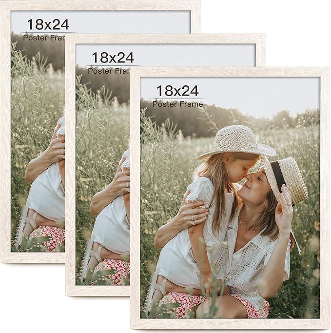 18x24 Frame Set of 3, Natural Wood Grain Frame for Gallery Wall Mounting (3 Pack,Natural)