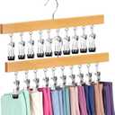Legging Organizer for Closet, Pants Hangers with Clips Holds 20 Leggings, Jeans, Hats, Shorts, Socks, 360 Rotating Space Saving Hanging Clothes Organizer for Closet Organizers and Storage (Natural) 4 Pcs