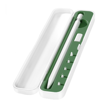 Storage Box with Lid and 2 Pack Pencil Tips for Apple Pencil 1st Generation and Apple Pencil 2nd Generation,Pen Protective Carrying Case for Apple iPad Pencil  Holder Accessories Storage(Green)