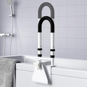 Adjustable Bathtub Safety Rail: Shower Grab Bar Handle for Seniors, Elderly, Disabled, Fits 3.1 to 6.7 Inch Tub Walls, Bathroom Safety Bars with Non-Slip Grip, Supports 300 lbs