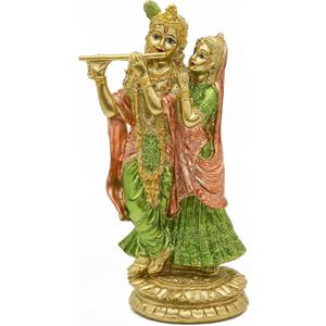 alikiki Hindu Idol Radha Krishna Statue - Indian God Goddess Figurine Murti Pooja Item Home Office Temple Mandir Puja Item India Buddha Diwali Wedding Gifts Meditation Altar Shrine Kit (5.0" X 3.5" X 8.6"H)