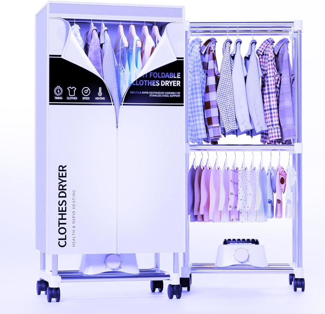 Clothes Dryer, Portable Drying Machine with Timer, 60inch Laundry Drying Wardrobe with Large Capacity, Electric Dryer/Rack for Home | Apartments (Grey ZL8)