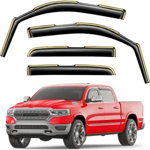 in-Channel Window Rain Guards Fit for Truck Dodge RAM 1500 (New Body Style Includes TRX) 2019-2026 Crew Cab Extra Durable Window Visors Window Deflectors Vent Shades Car Accessories-4 pcs