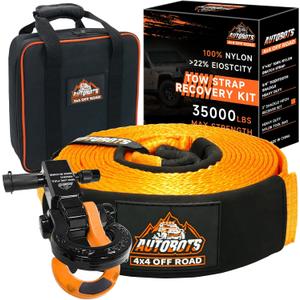 AUTOBOTS Tow Strap Heavy Duty 3" x 30 ft (35,000 lbs) with Shackle Hitch Receiver Hooks Winch Recovery Rope Towing Strap Offroad Recovery Kit for Jeep Truck Vehicle