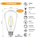 12 Pack 2W LED Edison Bulbs, 25 Watt Light Bulbs Equiv, 2700K Soft Warm with E26 Standard Base, LED ST19 Low Watt Light Bulbs, Not-dimmable, 120V