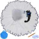 Drasry Saltwater American Fishing Cast Net 3/8inch Mesh Size for Bait Shrimp Trap Fish Heavy Duty Sinkers Throw Net 3FT/4FT/5FT/6FT/7FT/8FT/9FT/10FT Radius