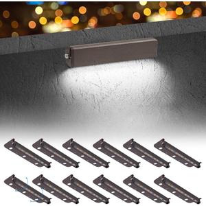 12-Pack 7inch 3W 5000K Daylight White Hardscpe Lighting | 12V AC/DC Retaining Wall Lights,Low Voltage Landscape Lighting,Hardscape Paver Light,Outdoor Step Lights