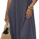 SHENHE Women's Open Back Spaghetti Strap Beach Maxi Dress Loose Flowy Vacation Sundress (Purple, XL)