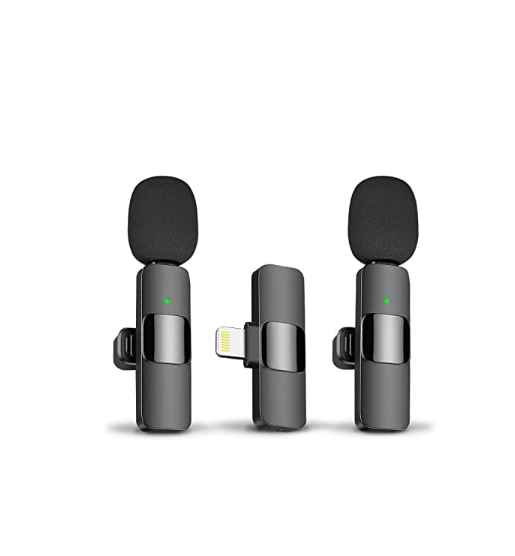 Professional Wireless Lavalier Lapel Microphone for iPhone, iPad - Cordless Omnidirectional Condenser Recording Mic for Interview Video Podcast Vlog YouTube