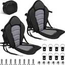 Lewtemi 2 Pack Kayak Seats with Back Support Adjustable Sit on Top Padded Boat Seat with Detachable Storage Bag and 8 Fixed D Ring and Screws (Black Gray)