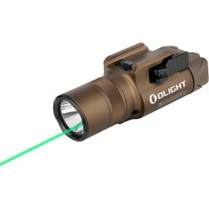 OLIGHT Baldr Pro R 1350 Lumens Magnetic USB Rechargeable Tactical Flashlight with Green Beam and White LED Combo, Rail Mount Weaponlight Compatible with 1913 or GL Rail, Built-in Battery (Desert tan)