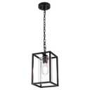 MAYNA 1-Light Farmhouse Pendant Light, Black Metal Cage Light Fixtures with Adjustable Chain and Glass Shade,Hanging Lights for Kitchen Island,Porch,Hallway
