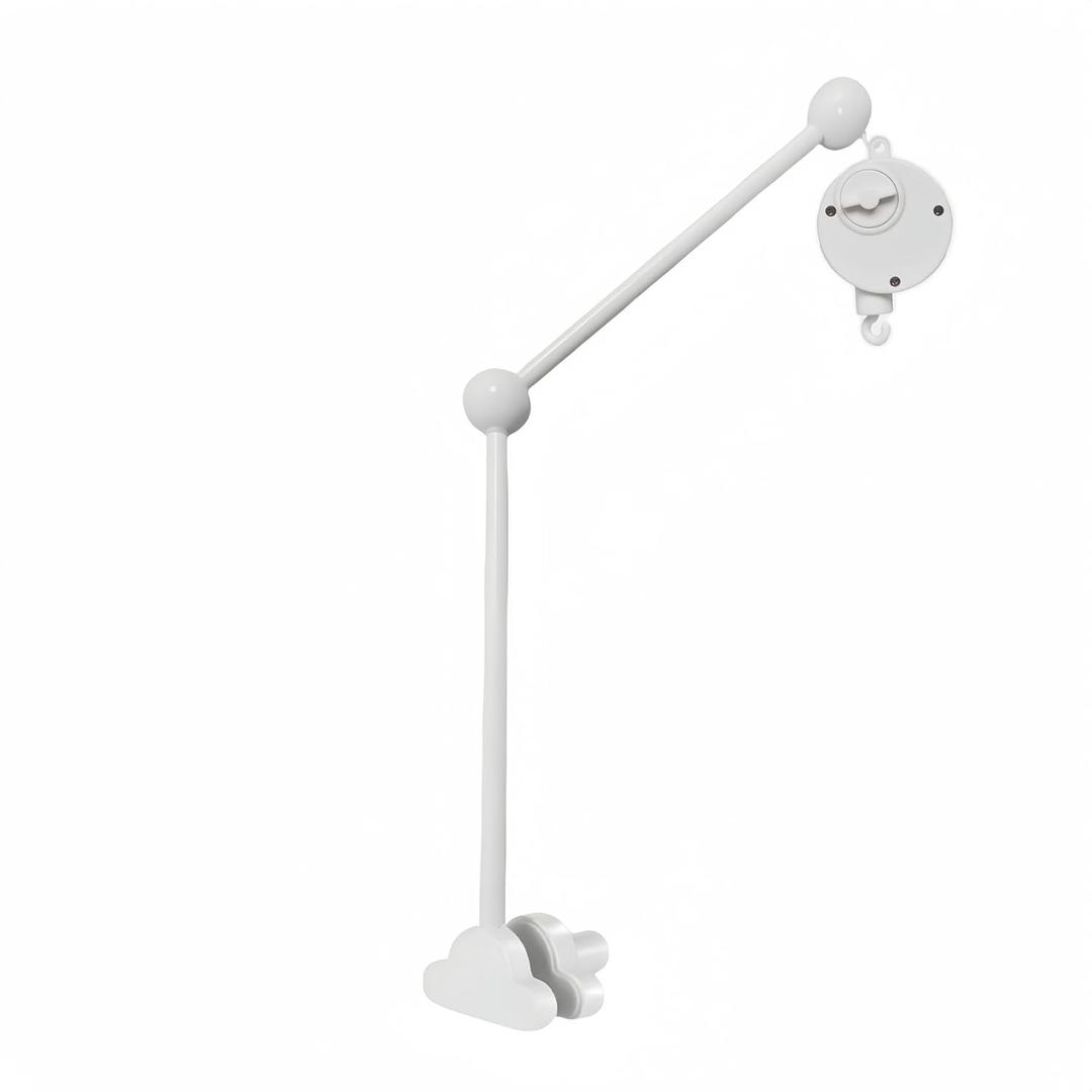 360 Rotating Baby Crib Mobile Arm,27.2 Inches Wooden Baby Mobile Hanger for Crib,Adjustable Mobile Arm for Crib Cot Bed Bassinet Wind Chimes Bed Bell Nursery Cloud Design (with Music Box)