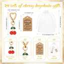 Yuntau 24 Set Cherry Keychains Bulk Xmas Party Gifts Cherry Keychains for Women Purse Charm Keyrings Accessories for Guests (Mixed Red)