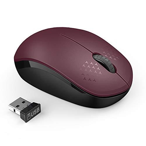 seenda Wireless Mouse for Laptop, 2.4G Noiseless Mouse with USB Receiver - Optical Tracking Portable Computer Mice for Chromebook, PC, Tablet, Windows System, 24 Months Battery Life - Red&Black