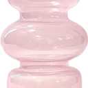 BLOFLO Pink Transparent Glass Hydroponic Vase, 7Inches Colored Glass Vase for Flower, Modern Geometric Three-Layer Floral Vases for Home Office Wedding Table Décor(Pink)