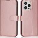 for iPhone 14 Pro Max Case Wallet with Card Holder,for iPhone 14 Pro Max Wallet Case for Women Men,PU Leather Shockproof Magnetic Buckle Stand Flip Phone Case-Rose Gold