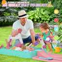 Sandbox with Lid, Kids Construction Sand Box with Excavator, Crane, Molds for Sensory Play, Toddler Outdoor Indoor Toys for Boys Girls Ages 3+ (Pink)