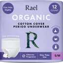 Rael Disposable Underwear for Women, Organic Cotton Cover - Incontinence Pads, Postpartum Essentials, Disposable Underwear, Unscented, Maximum Coverage (Size S-M, 12 Count)
