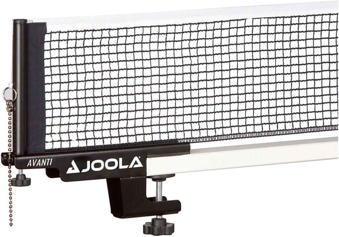 JOOLA Premium Avanti Table Tennis Net and Post Set - Portable and Easy Setup 72" Regulation Size Ping Pong Screw On Clamp Net,  72"L x 0.5"W x 6"H, White/Black
