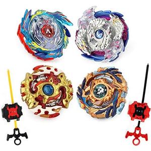 Elfnico Bey Battling Top Burst Gyro Toy Set 4 Spinning Tops 2 Launchers Combat Battling Game with Portable Storage Box Gift for Kids Children Boys